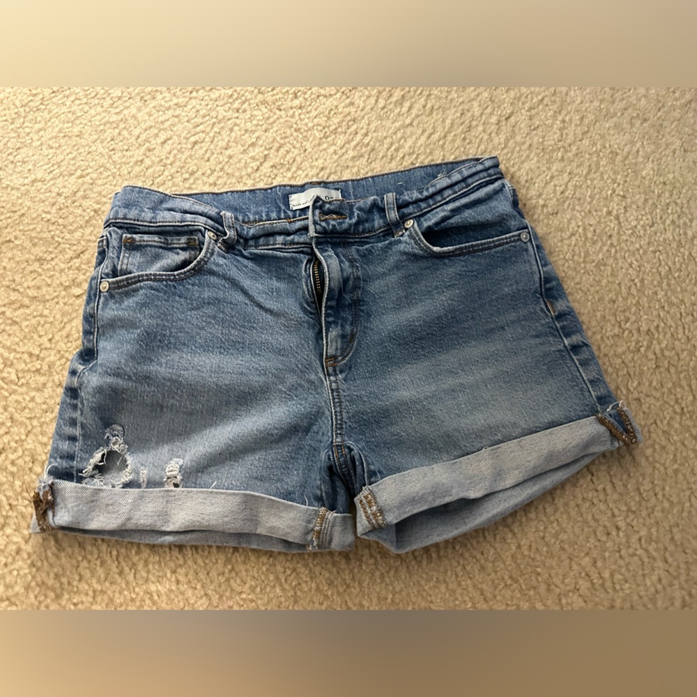 LOFT Light Blue Distressed Roll-Cuff Denim Shorts women’s 27/4